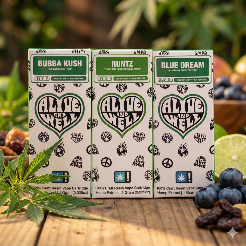 Alive and Well THCa Live Resin 510 Vape Cart- Hybrid