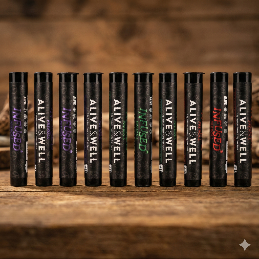 Alive and Well THCa Flower Live Resin Infused Pre Roll